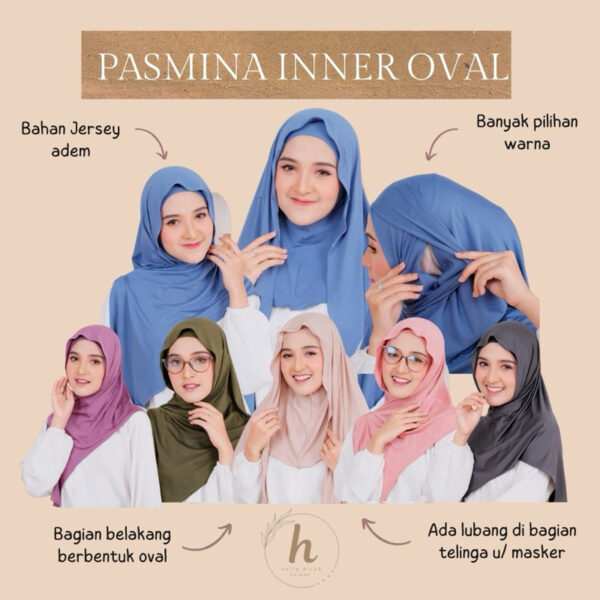 Pasmina Instan Inner Ninja Oval Jersey (Lubang Telinga)